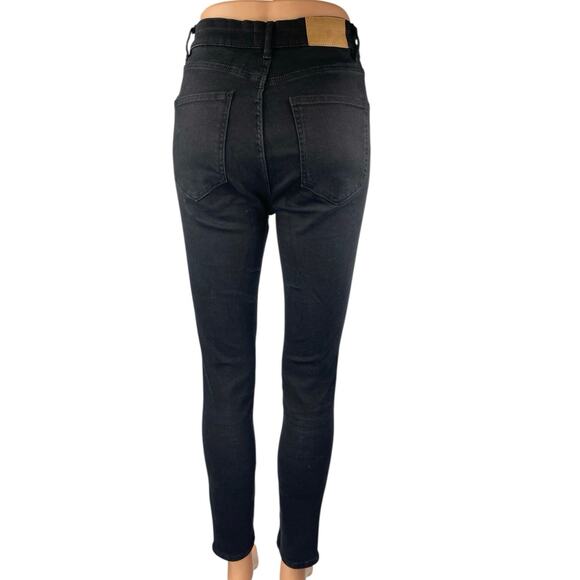 Zara Women's Black High Waisted Cropped Casual Cotton Skinny Denim Jeans Size 6 - Picture 3 of 5